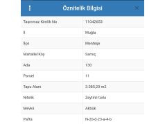 Muğla Menteşe Sarnıç ta Denize 2. Parsel Satılık Zeytinlik 3100 M2